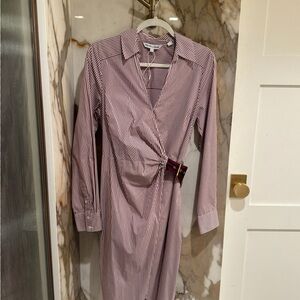 Veronica Beard Lavender Striped Long Sleeve Dress